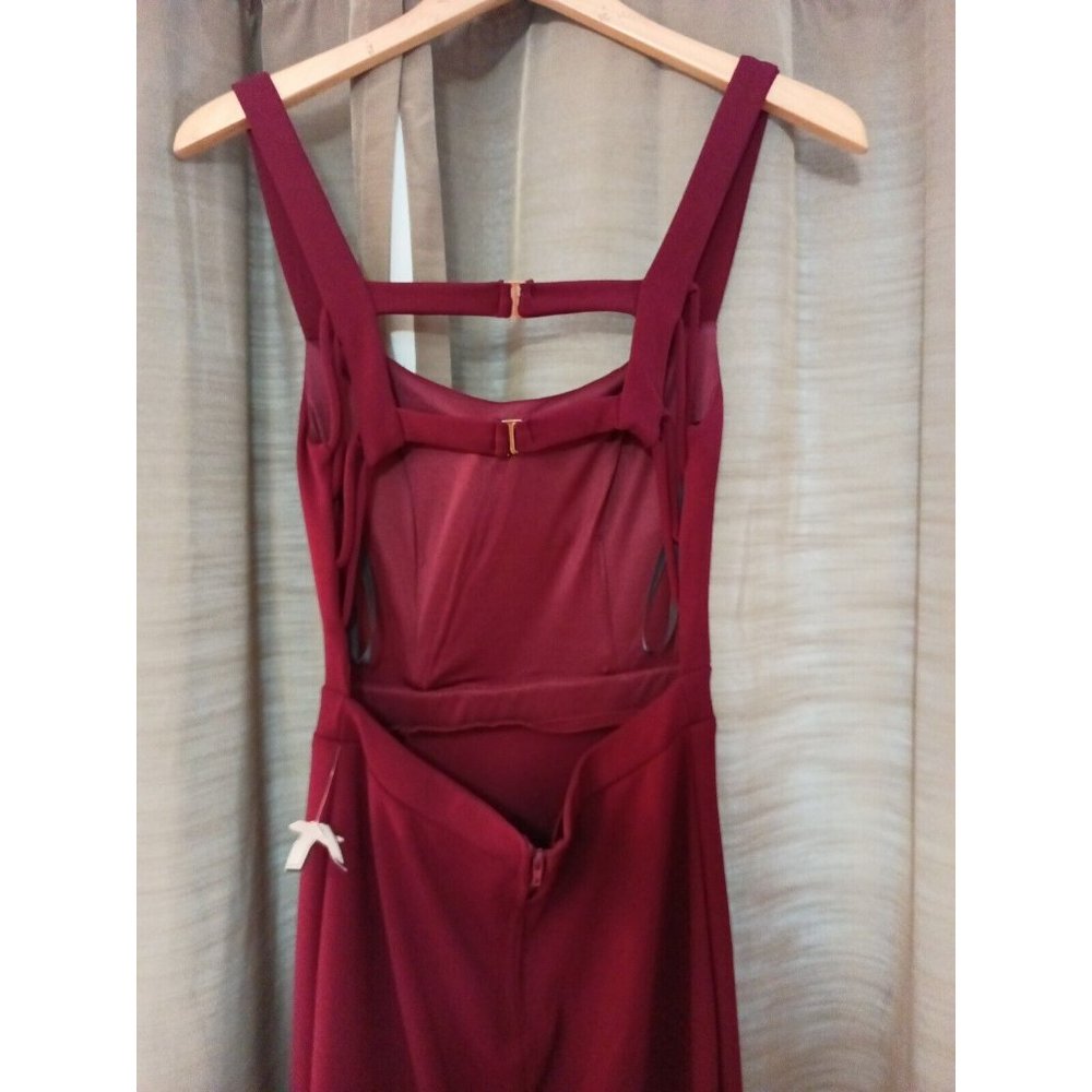 Nwt Women's B. Darlin Mermaid Maxi Formal Elegant Maroon Dress W/Slit Size 7/8 - Picture 9 of 11